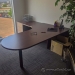 Mahogany L Suite Office Desk w/ Drawer Storage, Rounded Runoff